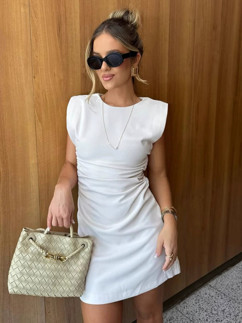 Forever 21 White Round Neck Tank Top Dress Summer Bodycon